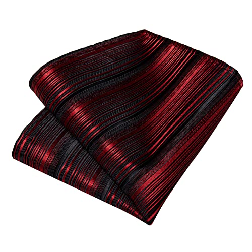 Image of DiBanGu Mens Striped Tie Silk Woven Necktie and Pocket Square Cufflinks Tie Clip Set Wedding Business Formal Gift Tie for Men