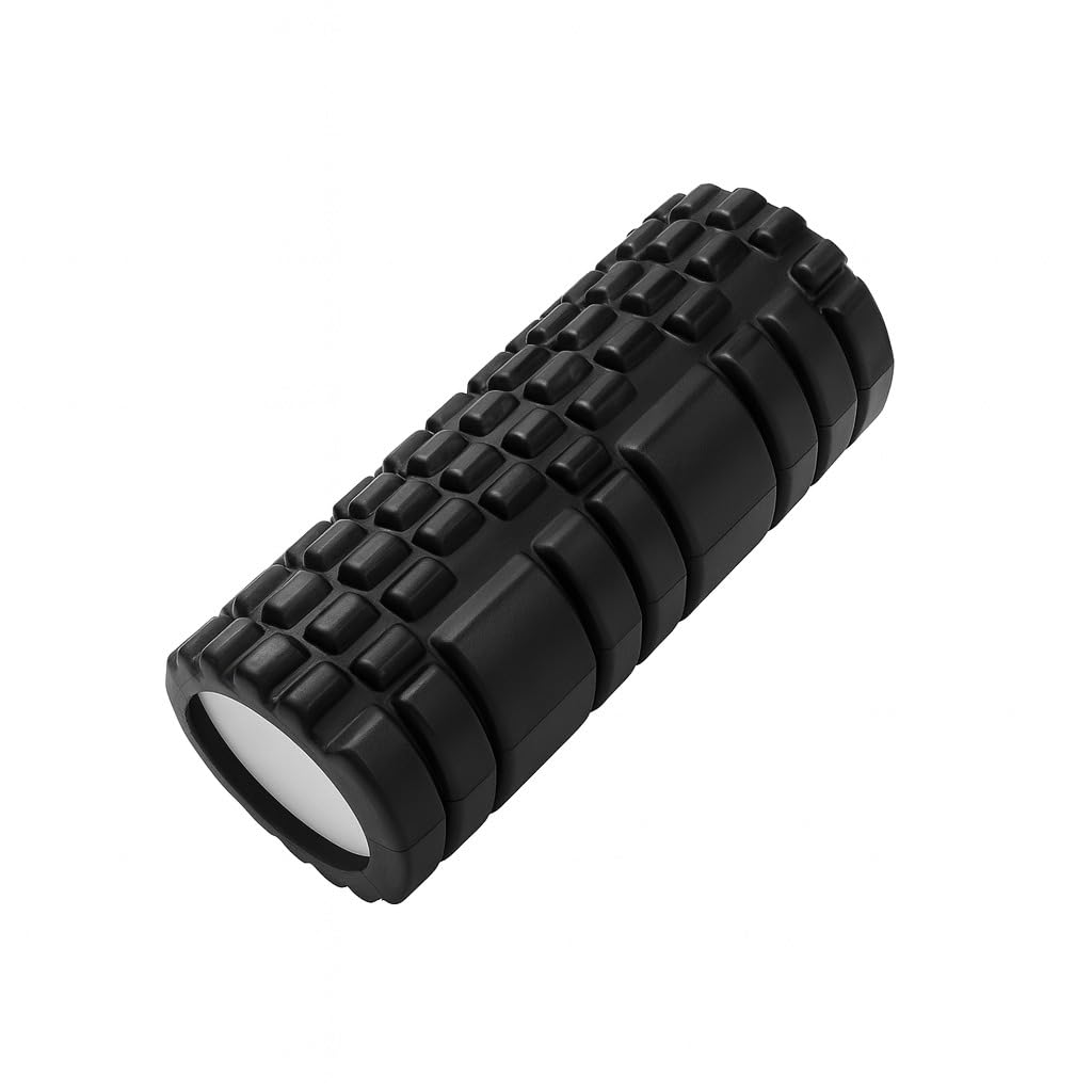 Core Balance Foam Roller for Deep Tissue Muscle Massage Trigger Point Grid Sports Massager Fitness Gym Physio - 33x14CM (Black)