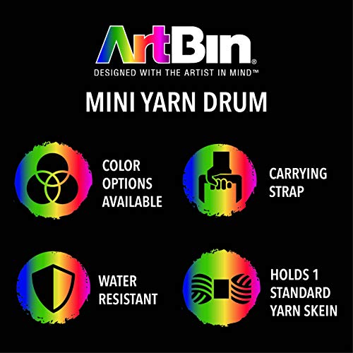 Image of ArtBin 6824AG Mini Yarn Drum, Portable Knitting & Crochet Storage, [1] Poly Canvas Tote Bag, Gray Print