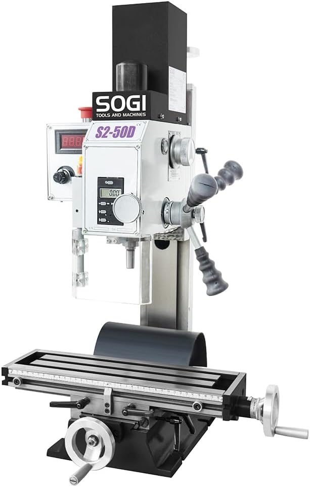 Bench milling machine SOGI S2-50D permanent magnet motor 600 W 230 V - with accessories
