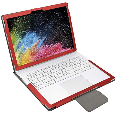 Surface Book取り外し可能ケース 折りたたみ式スタンド付き、Microsoft Surface Book 3/ Surface Book 2 13.5インチ用保護カバーケース (赤)