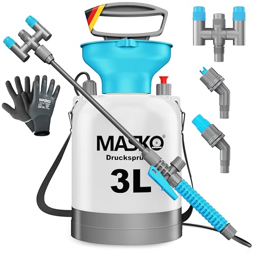 MASKO® Drucksprüher säurebeständiges Drucksprühgerät 3L Füllinhalt mit verstellbaren Düsen & 1,3m...