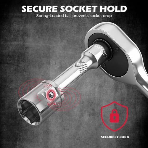 Image of 9-Piece Socket Extension Bar Set, 1 /4 inch & 3 /8 inch Drive Ratchet Extensions 2 inch, 3 inch, 4 inch, 6 inch, 8 inch & 10 inch with Universal Joints, CR-V Steel for Tight Spaces