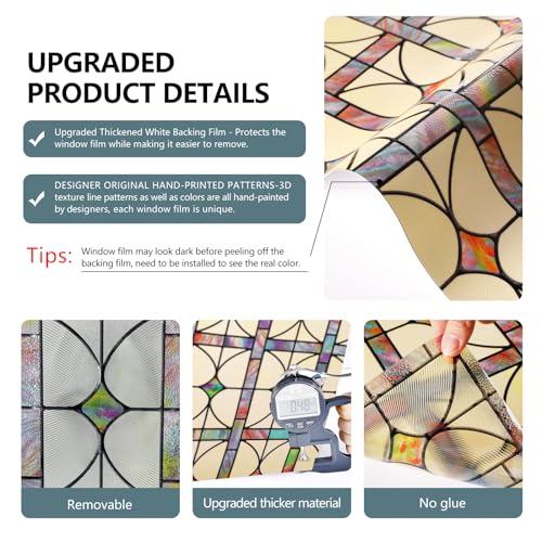 ADD.HERES Stained Glass Window Film Privacy for Glass Windows, Window Privacy Film UV Blocking Static Cling for Home Kitchen Office Bathroom 60 x 90cm - Cosy Home Interiors ADD.HERES Stained Glass Window Film Privacy for Glass Windows, Window Privacy Film UV Blocking Static Cling for Home Kitchen Office Bathroom 60 x 90cm - Image 4
