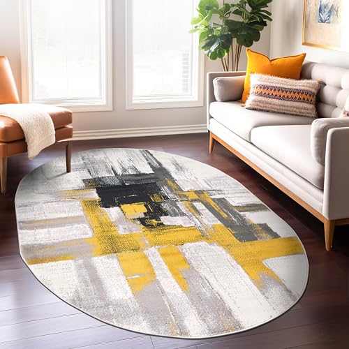 Tapete Oval Abstracto Moderno Gold 5x7 Pies miniatura 7