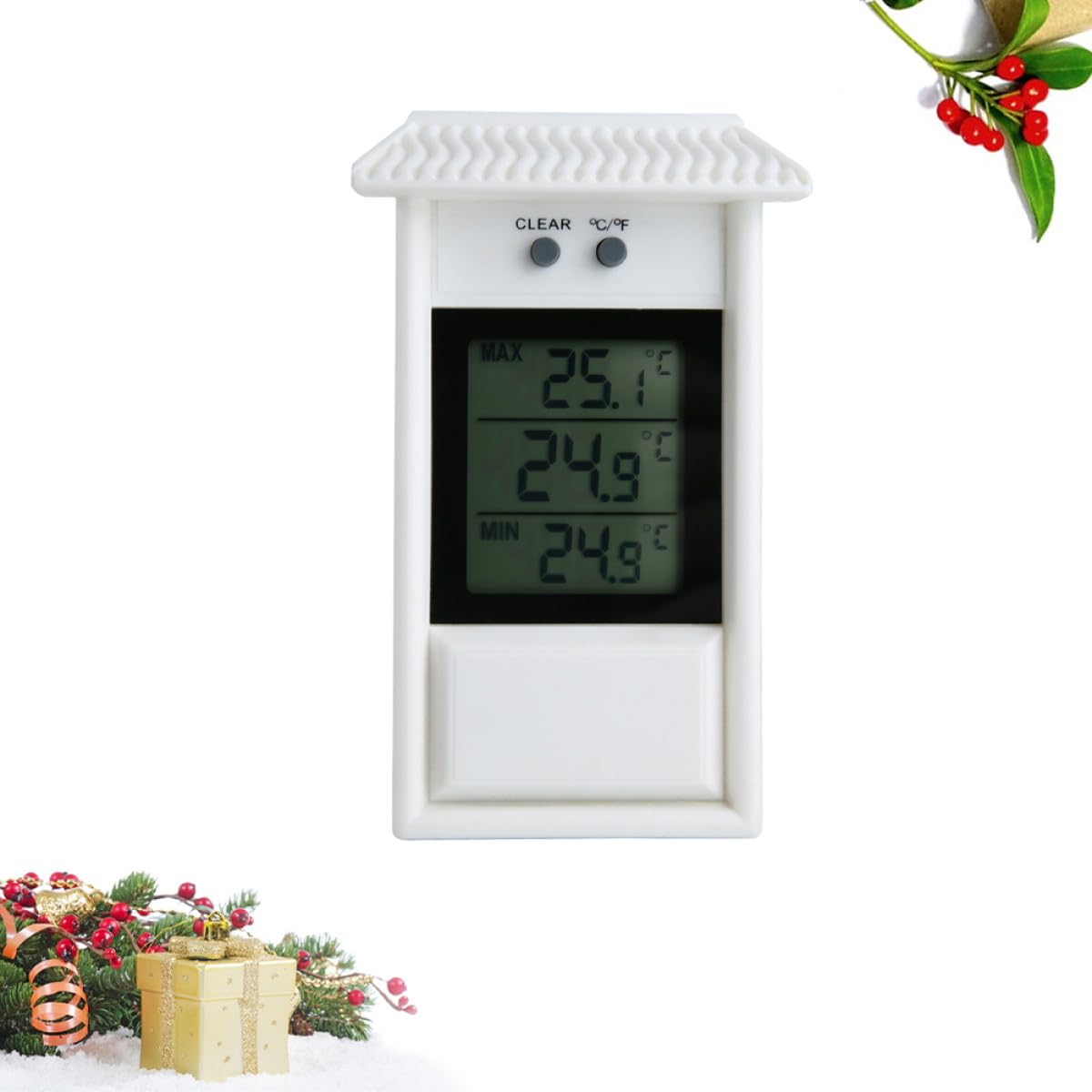 NUOBESTY Outdoor Thermometer Temperature Gauge for Garden and Window Use White Landscape Thermometer Without Battery Memory Function Patio Weather Instrument
