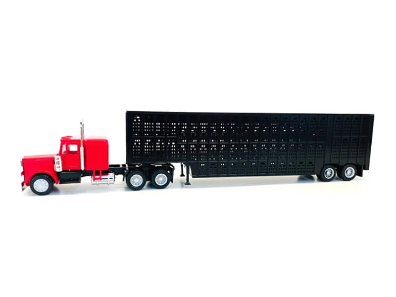 Sleeper Cab Red with Livestock Trailer
