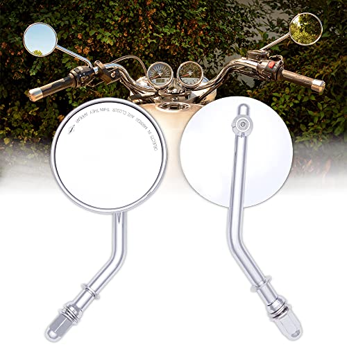 Image of DREAMIZER 8mm 10mm Universal Rear View Mirrors Chrome 3 inch Round Handlebar Side Mirrors for Cafe Racer Bobber Chopper Street Glide V Star XVS CB500 CB600 CB1000 CB1300