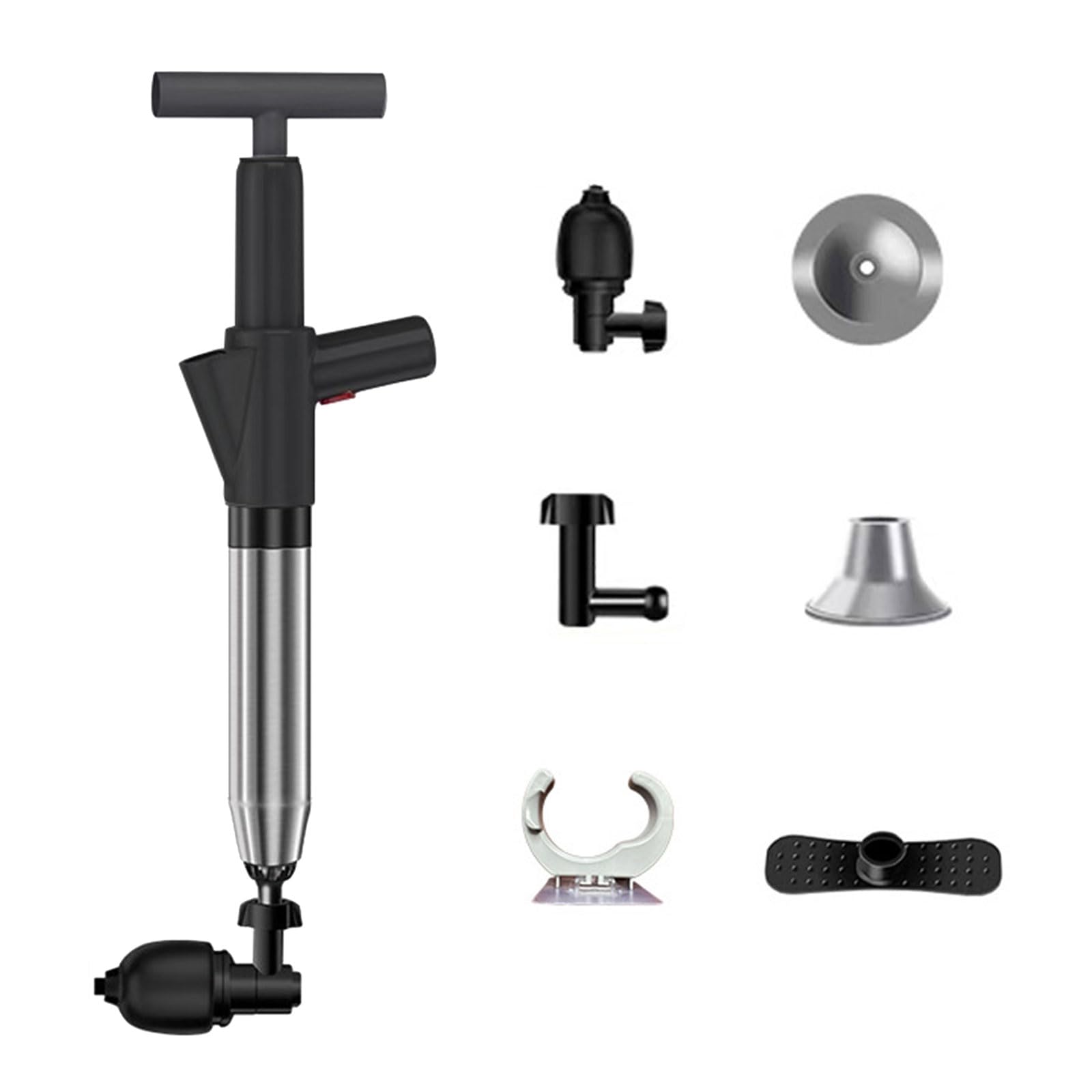 APGLSXY Premium Toilet Plunger Featuring Pressure Gauge and Permanent Handle for Bathroom Kitchen Pipe Blockage Removal Robust Pipe Featuring Clear Display and Replaceable Heads
