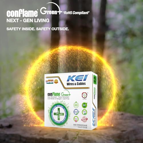 Image of KEI CONFLAME GREEN PLUS 2.5 sqmm 1 Core, 99.97% Pure Copper Conductor,FRLSH - Lead Less Insulation House Wire Suitable for Domestic & Industrial Electrical Wiring (Yellow, 180 Meters)