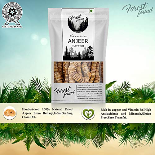 Image of Forest Found Dried Figs (Anjeer) - Fat-Free, Gluten-Free, High in Calcium & Iron, Natural Sweetness, Ideal for Healthy Snacks, Baking, and Indian Sweets (400g)