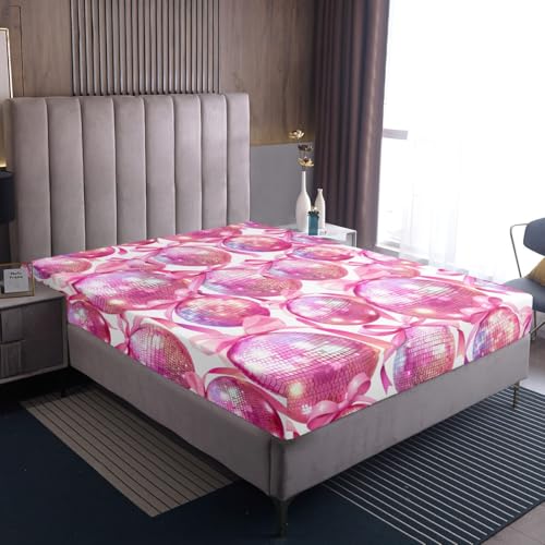Drap-housse disco enfants lit double avec 2 taies d'oreiller princesse violet - 5
