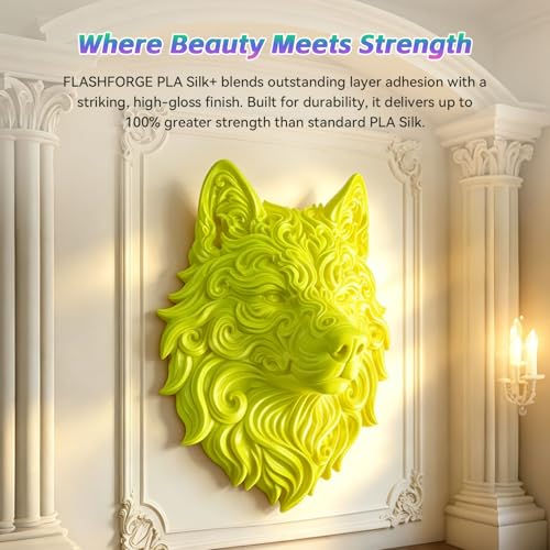 Image of FLASHFORGE Silk+ PLA Filament 1.75mm Yellow, Silky Texture 3D Printing Filament, Enhanced Layer Adhesion with Stunning Surface Finish; Chrome-Like Brilliance and Silk-Smooth Perfection