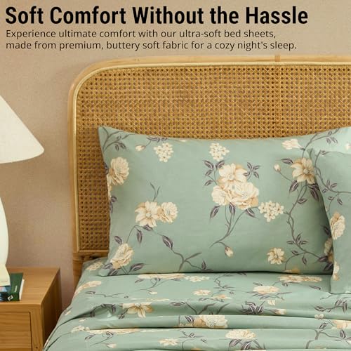 Parure de lit floral ultra douce et infroissable avec grands bonnets - 7