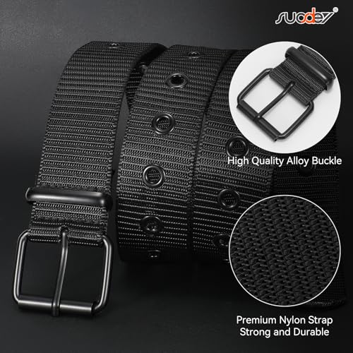 SUOSDEY Grommet Nylon Belt for Men Web Belt for Jeans Nylon Men Belt with Metal Buckle3