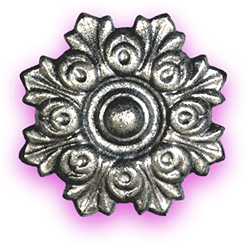 Déco fer Forgé-ROSACE FONTE DECORATION- H10 cm par 10 cm- Pour Porte Portail Portillon battant coulissant -1 Inserts Taraudés M6 Face Arriere- Usage Interieur Exterieur Satisfaction Garantie Robuste