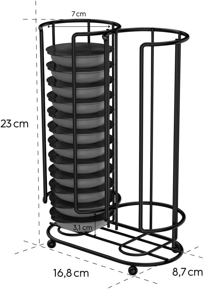 Xavax Coffee Capsule Holder for 26 Tassimo Capsules, Matte Black Metal Stand, Compatible with Tassimo Bosch: Jacobs, Kenco, Twinings, Carte Noire, Cadbury, L'OR