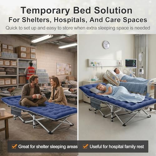 Image of ABORON Camping Cot for Adult 28 inch Extra Wide, Heavy-Duty 1200D Oxford Cot for Sleeping, Portable Folding Camp Bed with Mat & Carry Bag
