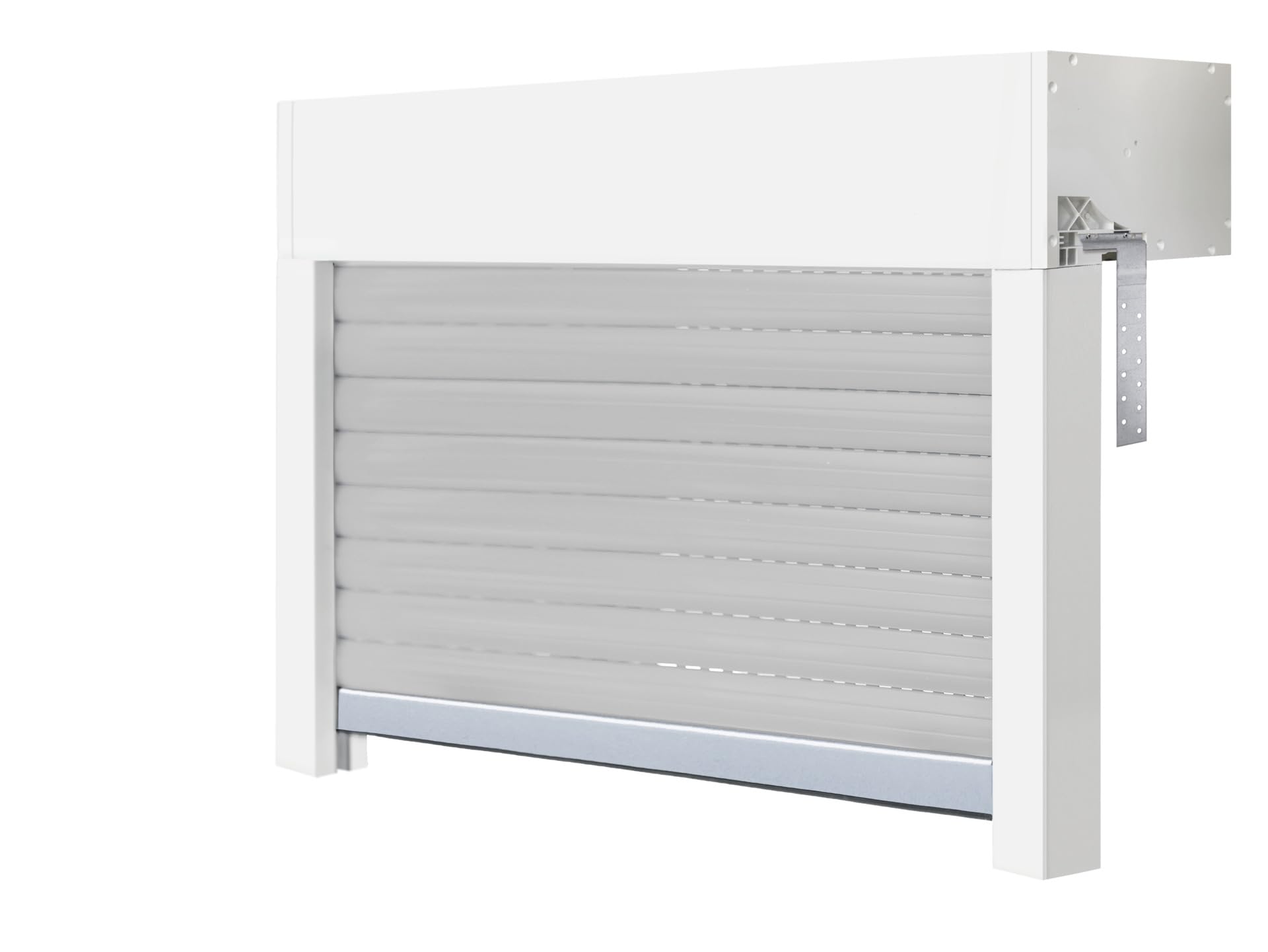 Schellenberg 39048 Aufsatzrollladen-Set für Fenster, Rollladensystem Mini, PVC, 100 x 50 cm, weiß/grau, kürzbar in Höhe, Breite, inkl. EPS-Dämmung und Zubehör für die Selbstmontage
