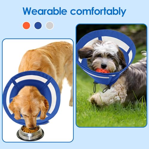 Image of SAWMONG Soft Cone for Dogs - Extra Large Dog Recovery Collar, Adjustable E-Collar to Stop Licking After Surgery (XL, Blue)