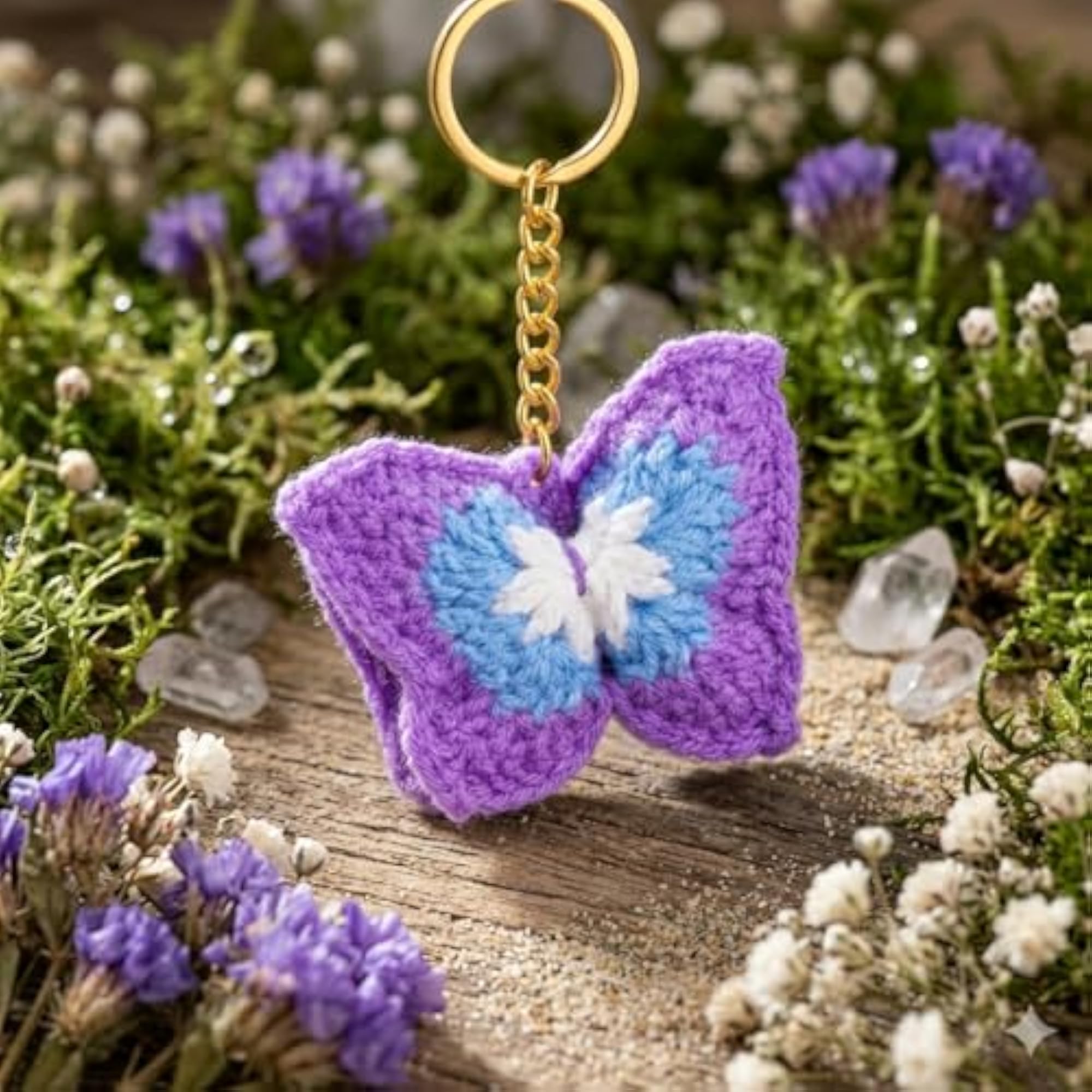 Crochet Butterfly Keychain for Unique Bag Charm