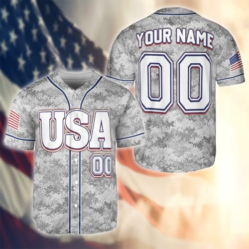 V-DECORPARKS Personalized USA Jersey Shirt - Camiseta Patriótica del 250o Aniversario, Camiseta de Béisbol Americana, Camiseta del 4 de Julio miniatura 5