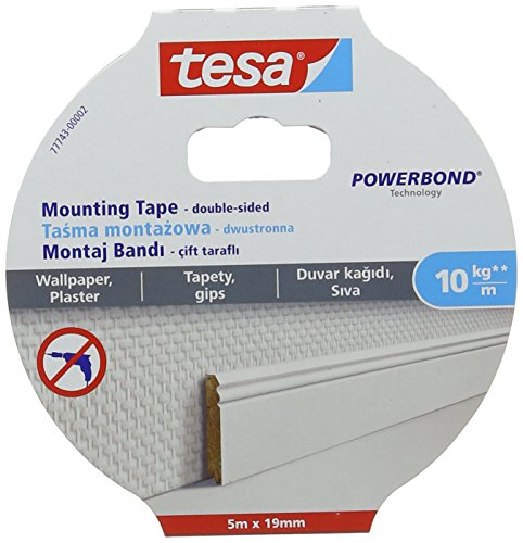 tesa 77743-00005-00 SMS Ruban adhésif double face permanent pour surfaces texturées Blanc 5 m x 19 mm