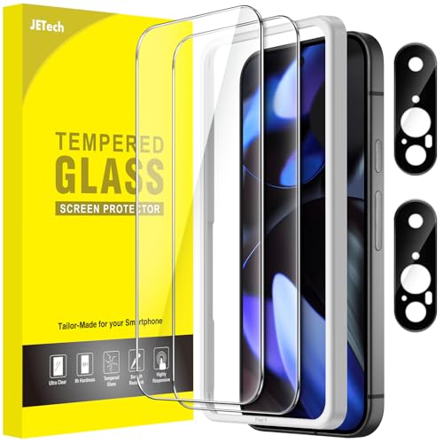 JETech Screen Protector for Google Pixel 9 with Camera Lens Protector Easy Installation Tool Fingerprint Compatible Tempered Glass Film HD Clear 2-Pack Each