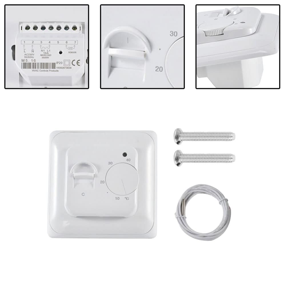 Termostato Meccanico Da Ambiente - Controllo Temperatura Per Riscaldamento A Pavimento - 220V - Foto 2