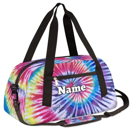 Tie Dye Custom Name Kids Duffel Overnight Bag for Little Boys Girls Teen, Tie Dye Pattern Tie Dye Pattern Personalized Small Gym Sport Duffel Bag, Customized Kids Gifts3