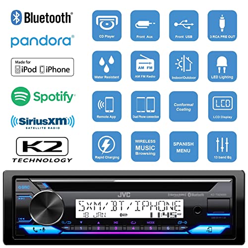 Radio JVC con Bluetooth y Kit de Instalación para Motos miniatura 3