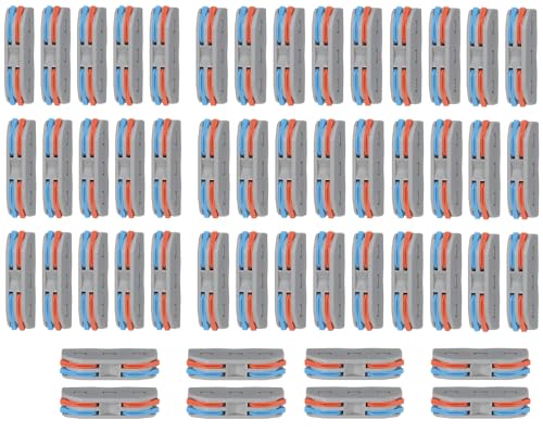 Image of ZIVIK 2 IN 2 Out Universal Wire Connector, 50Pcs Wire Connectors Nuts, Push Connector Cable Connector Splicing Connector Terminal Block Screwless Connector Lever Wire Jointer (50, 2 In 2 Out)