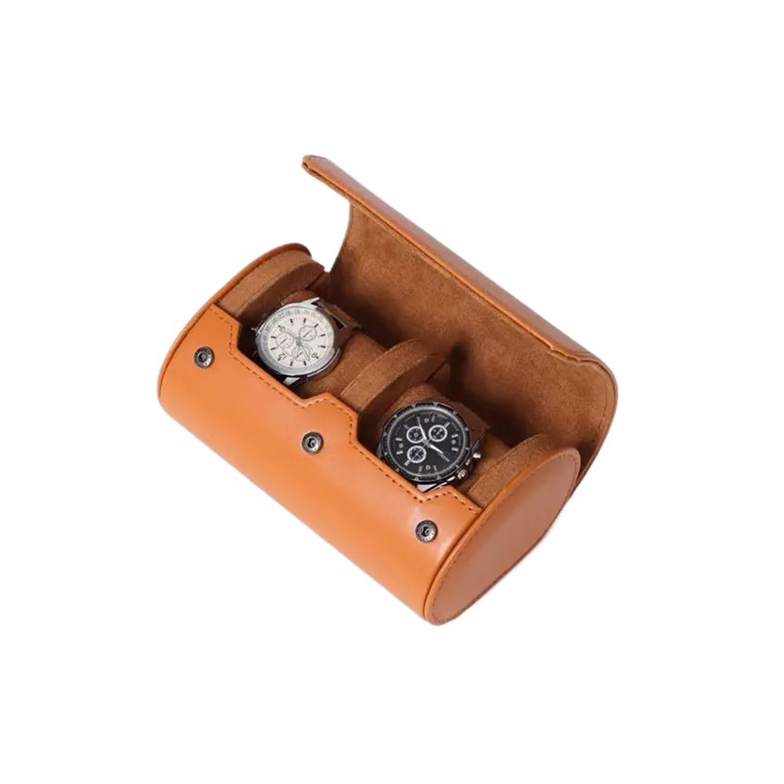 Rotolo di orologio in pelle PU da 1 pz 1/2/3 slot for uomo | Custodia singola in pelle PU nera elegante, con cuscino protettivo.(2 Slot Brown)