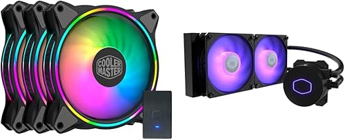 Cooler Master MasterFan MF120 Halo 3 en 1 - Ventilador ARGB de 3 pines y radiador líquido y asterLiquid ML240L RGB V2, enfriador líquido de CPU AIO