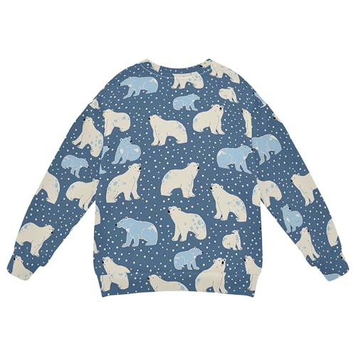 JUNZAN Cartoon Polar Bear Stars Blue Little Boys Pullover Hoodie Crewneck Sweatshirts for Boys Athletic 4T2