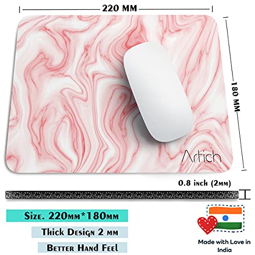 Image of Artich Designer Gaming Mouse Pad for Office Laptop /Computer with Super Soft Non-Slip Rubber Base and Lycra Cloth Surface for Silky Touch Rectangle (Light Pink Smoke Marble)