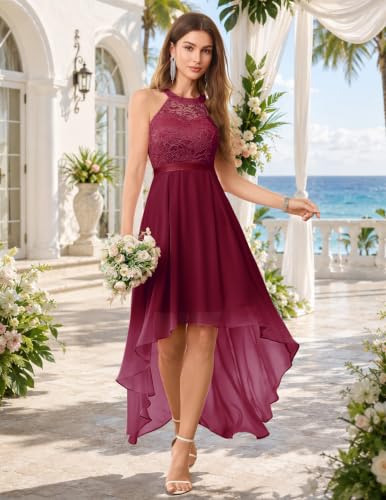 Image of Wedtrend Women's Semi Formal Dresses Halter Bridesmaid Dresses Wedding Guest Dress High Low Prom Dress