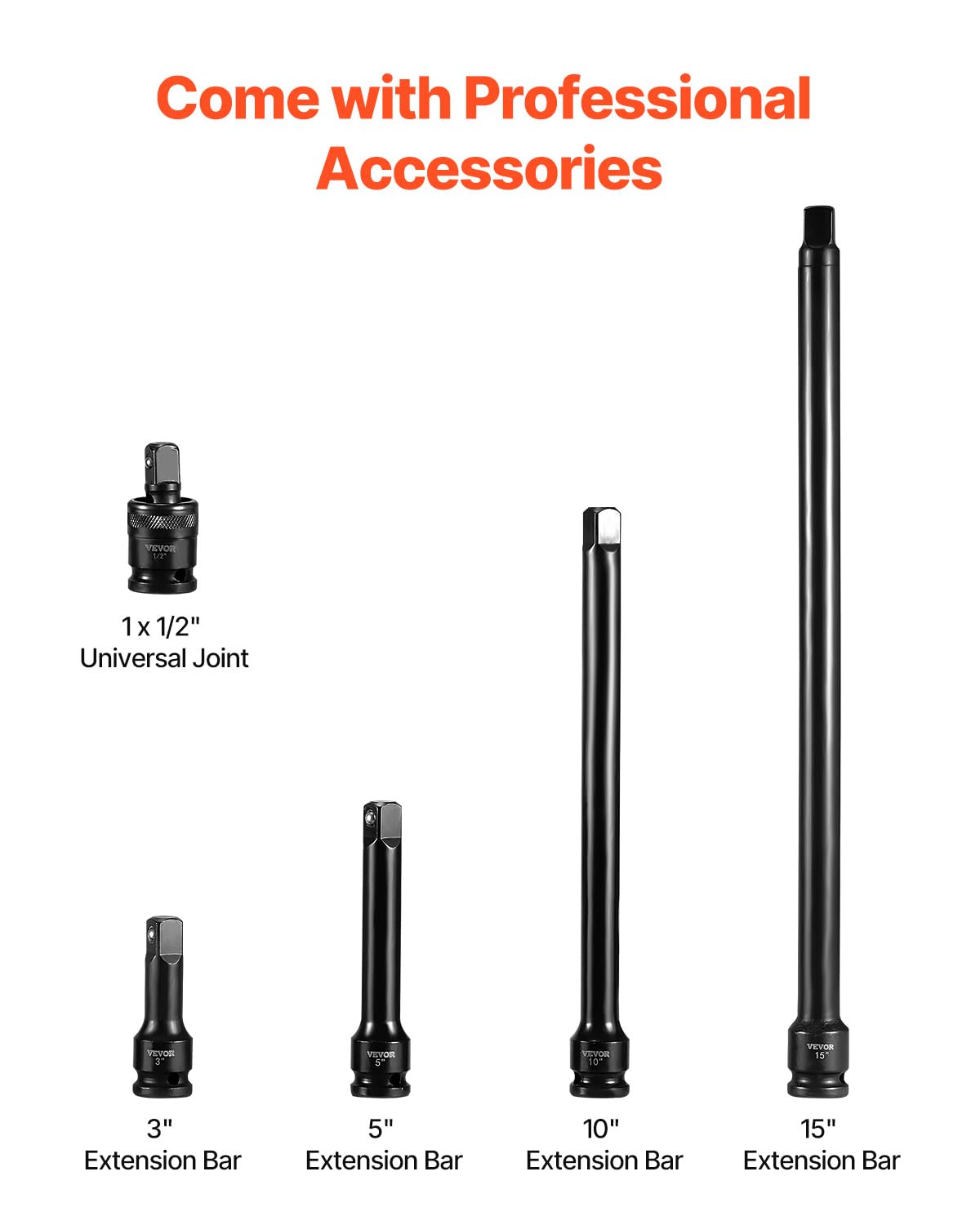 Snapklik.com : VEVOR Impact Socket Set, 1/2 Inches 43 Piece Impact ...
