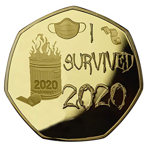 Commemorative Coin,Gold & Silver Coin,I Survived 2020 Good Luck Coin Souvenir Commemorative Coin,Gift for Survived (1PC, Gold)