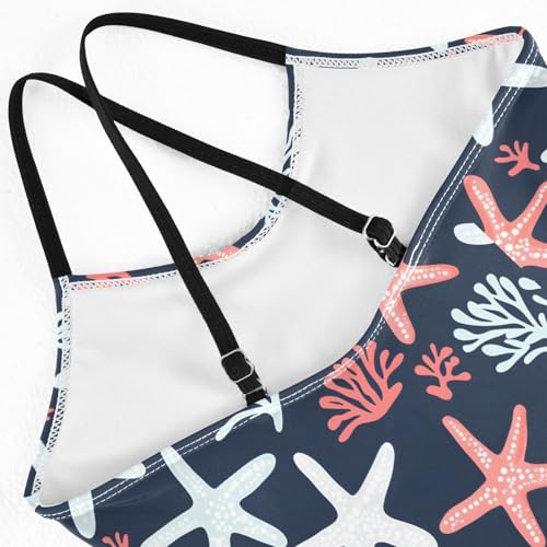 ALAZA Starfish Colorful Blue Coral Reef Girls Swimsuit Bathing Suit Beach Swimwear One Piece 3-10T4