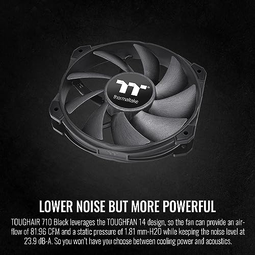 Image of Thermaltake TOUGHAIR 710 Black Edition 250W TDP CPU Cooler, Intel LGA 1851 /1700 /1200, AMD AM5 /AM4, Dual-Tower Dual Fan Design, Copper Base with 7 Heat Pipes, CL-P117-CA14BL-A