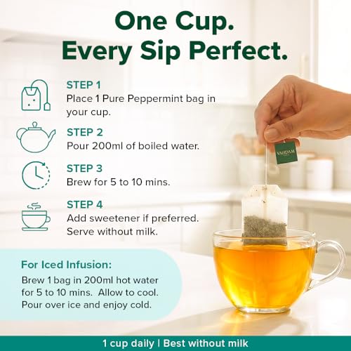 Image of VAHDAM Pure Peppermint | Supports Gut Comfort & Digestive Ease | 100% Peppermint Leaves | Refreshing Herbal Infusion | Caffeine Free | Non-Bitter | 25 Tea Bags