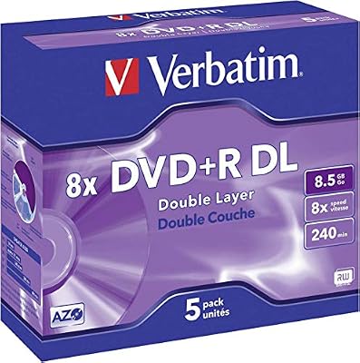 Verbatim Jewel Case - Pack de 5 DVD+R (8.5 GB, 8X) Color Plata