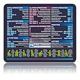 Photoshop‌ Shortcut Key mini Mouse pad Cheat Sheet Small Desk mat Small Mousepad Featuring a Stitched Edge Anti Slip Rubber Base, Suitable for Studying and Working on laptops (10.24x8.27x0.12 in)