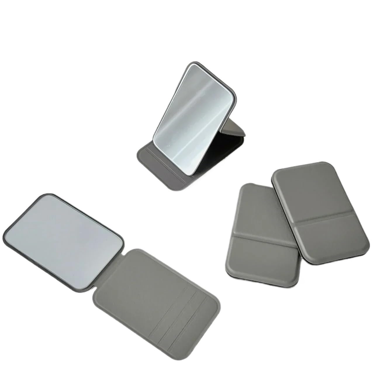 RRYPBOVG Portable Makeup Mirror 2PCS Desktop Makeup Mirror Solid Color Simple Portable Handheld Foldable Compact Cute Pocket(Grey)