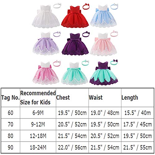 FYMNSI Baby Meisje doopjurk Strik Kant Bloemen Borduurwerk Formele Feest Verjaardag Pageant Bruiloft Bruidsmeisje Tutu Prinses Kerst Avondjurk met hoofdband Outfit voor 6-24 maanden - Afbeelding 8