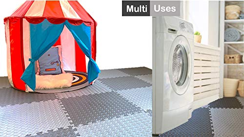 16 Tiles (64 Sqft) Of Puzzle Exercise Mat Eva Interlocking Foam Tiles Protective, Cushioned Workout Flooring For Exercise, Martial Arts, Mma, Gymnastics And Gym Equipment (Black And Grey, 64 Sqft) #TOP4