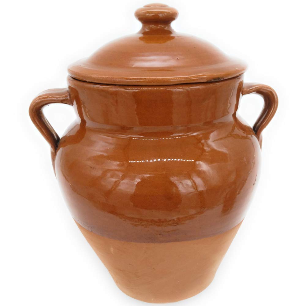 Tinaja de barro para aceitunas con tapa 3 l. 25 cm.