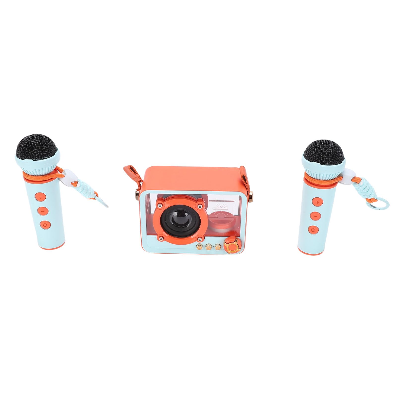 CHICIRIS Altoparlante Karaoke Wireless Compatto con 2 Microfoni per Bambini e Adulti, Ideale per Feste di Compleanno e attività in Classe (ORANGE)