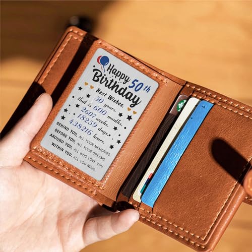 Levole 50th Birthday Gifts for Men, 50 Year Old Gift Ideas, 50th Birthday Decorations for Dad, 50th Birthday Gifts for Husband, Metal Birthday Cards for 50 Year Old Men4